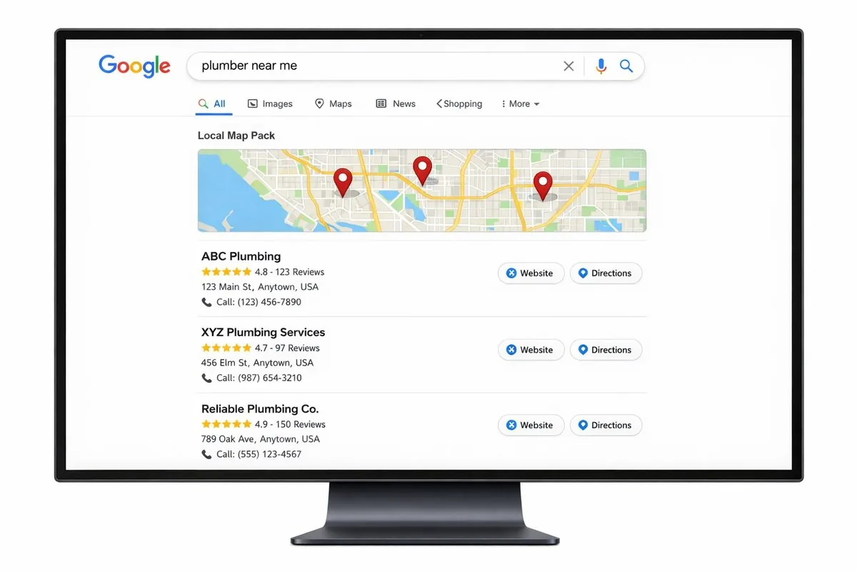 Google local map pack search result